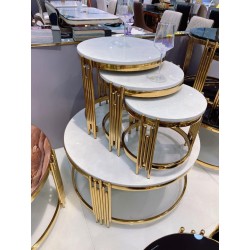 Luxury Gold Nesting Side Table Set – Modern Marble Coffee Table Nigeria
