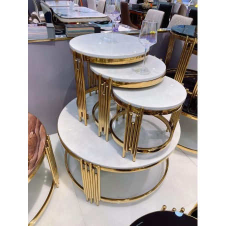 Luxury Gold Nesting Side Table Set – Modern Marble Coffee Table Nigeria